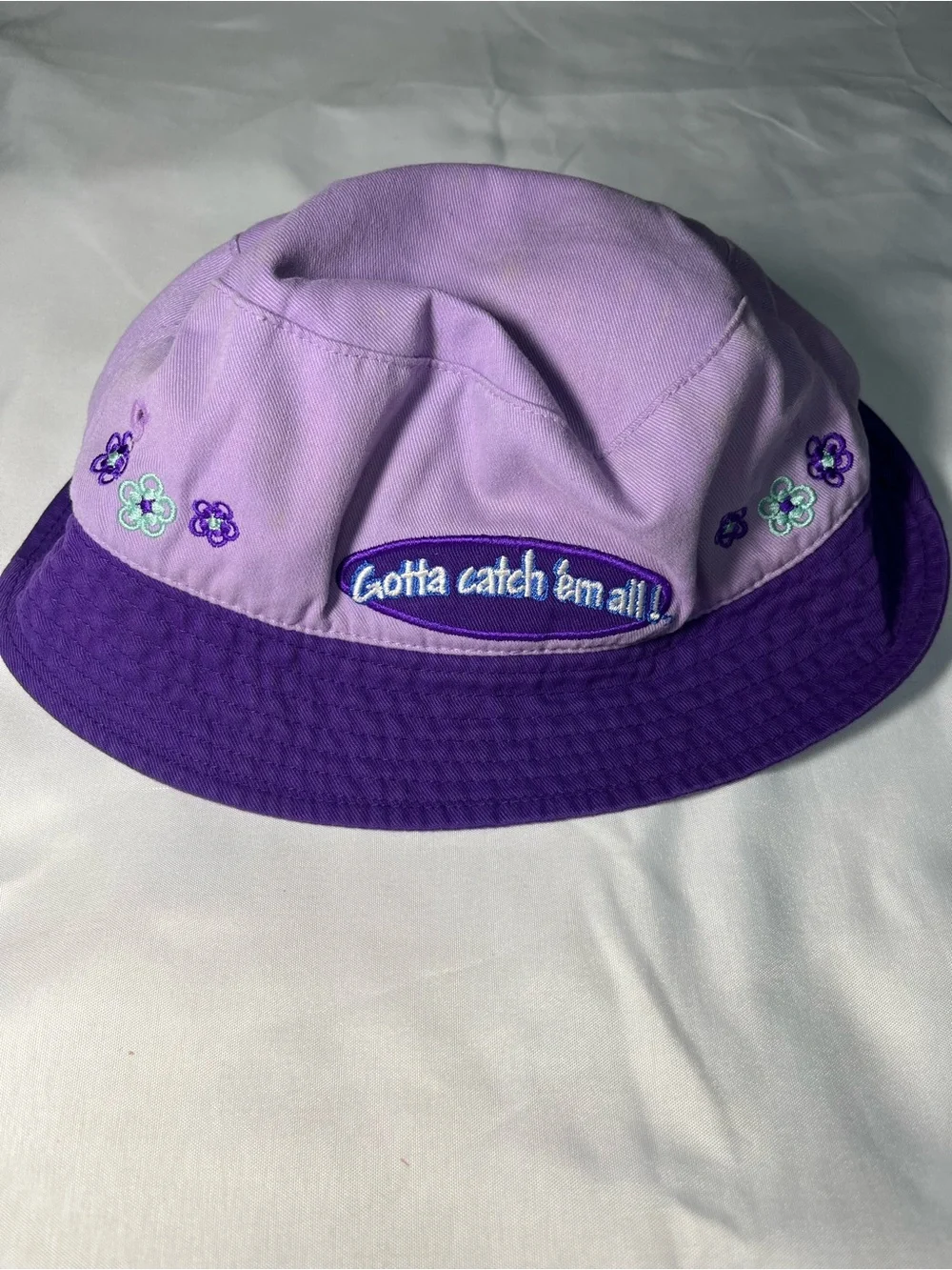 Vintage Pokémon Nintendo 2000 Purple Bucket Hat Girls OS Gotta Catch Em All Rare